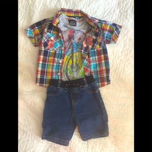 Cute ‘Boys Rock’ 3-Piece Shorts Set Size 18 months